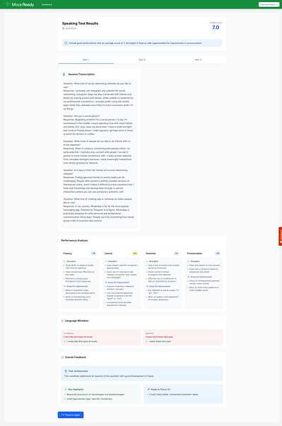 MockReady - Language Practice Platform screenshot